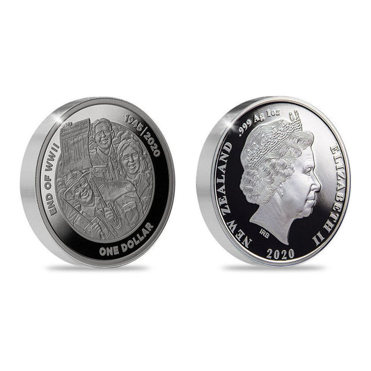 2020 WWII 75 Years Peace 1oz Silver Proof Coin - Arts & Entertainment > Hobbies & Creative Arts > Collectibles > Collectible Coins & Currency > Collectible Coins > Commemorative Coins from The Half Crown