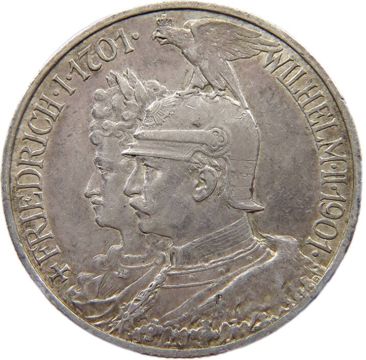 1901 Prussia 2 Marks, VF - Arts & Entertainment > Hobbies & Creative Arts > Collectibles > Collectible Coins & Currency > Collectible Coins > Rare Coins from The Half Crown