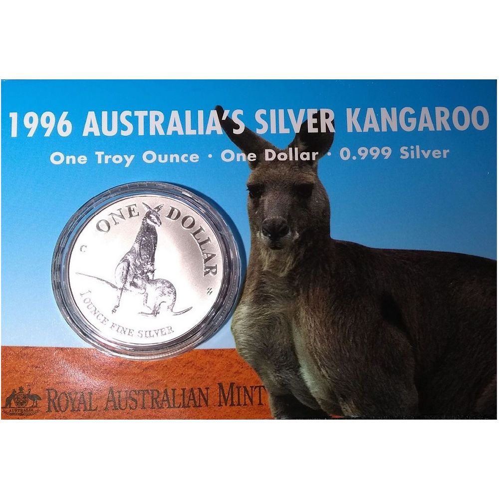 1996 Australia One Dollar, 1oz Silver Kangaroo