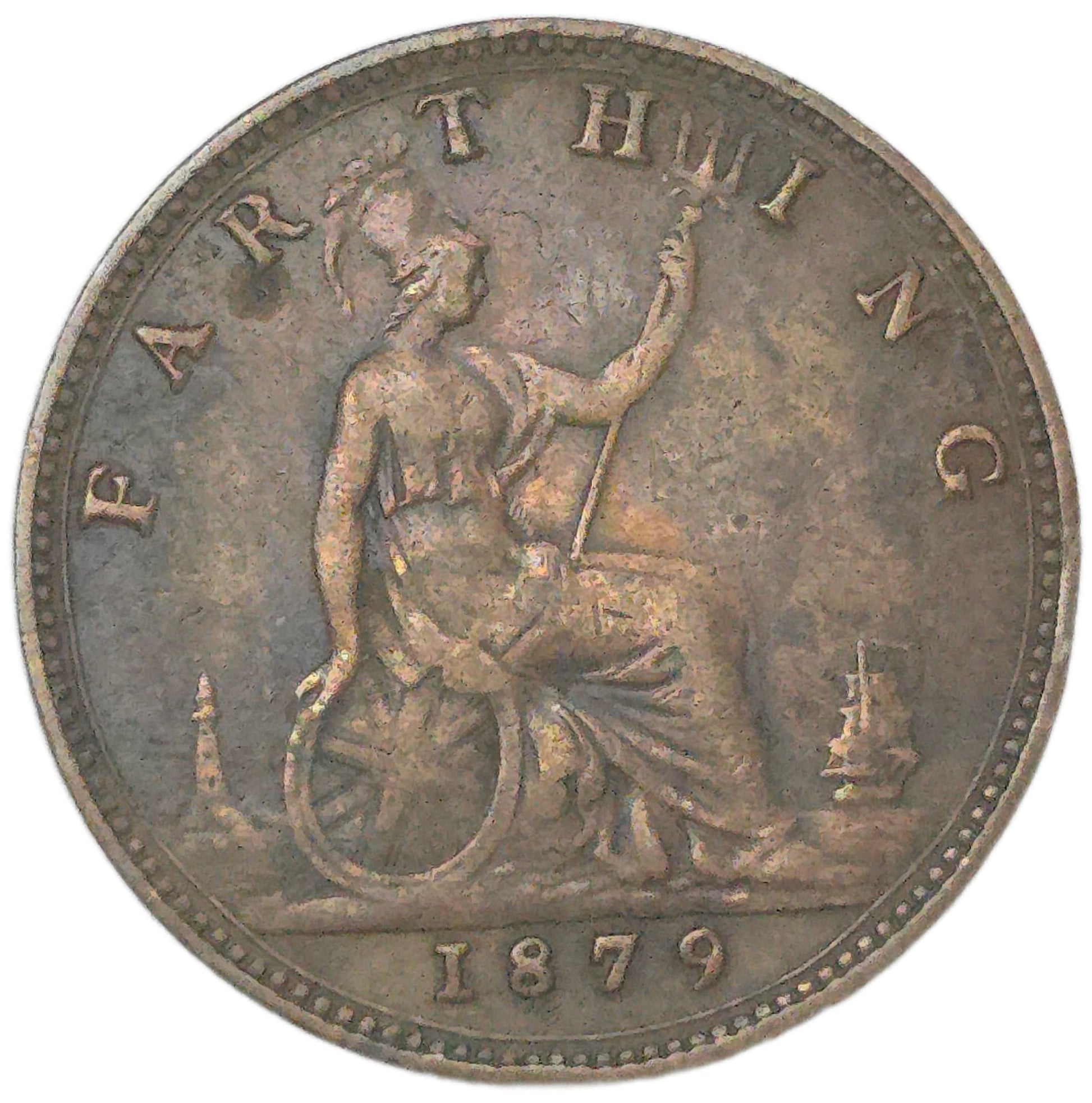 1879 United Kingdom 1 Farthing, VF - Arts & Entertainment > Hobbies & Creative Arts > Collectibles > Collectible Coins & Currency > Collectible Coins > Rare Coins from The Half Crown