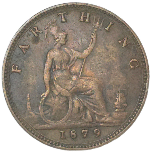 1879 United Kingdom 1 Farthing, VF - Arts & Entertainment > Hobbies & Creative Arts > Collectibles > Collectible Coins & Currency > Collectible Coins > Rare Coins from The Half Crown