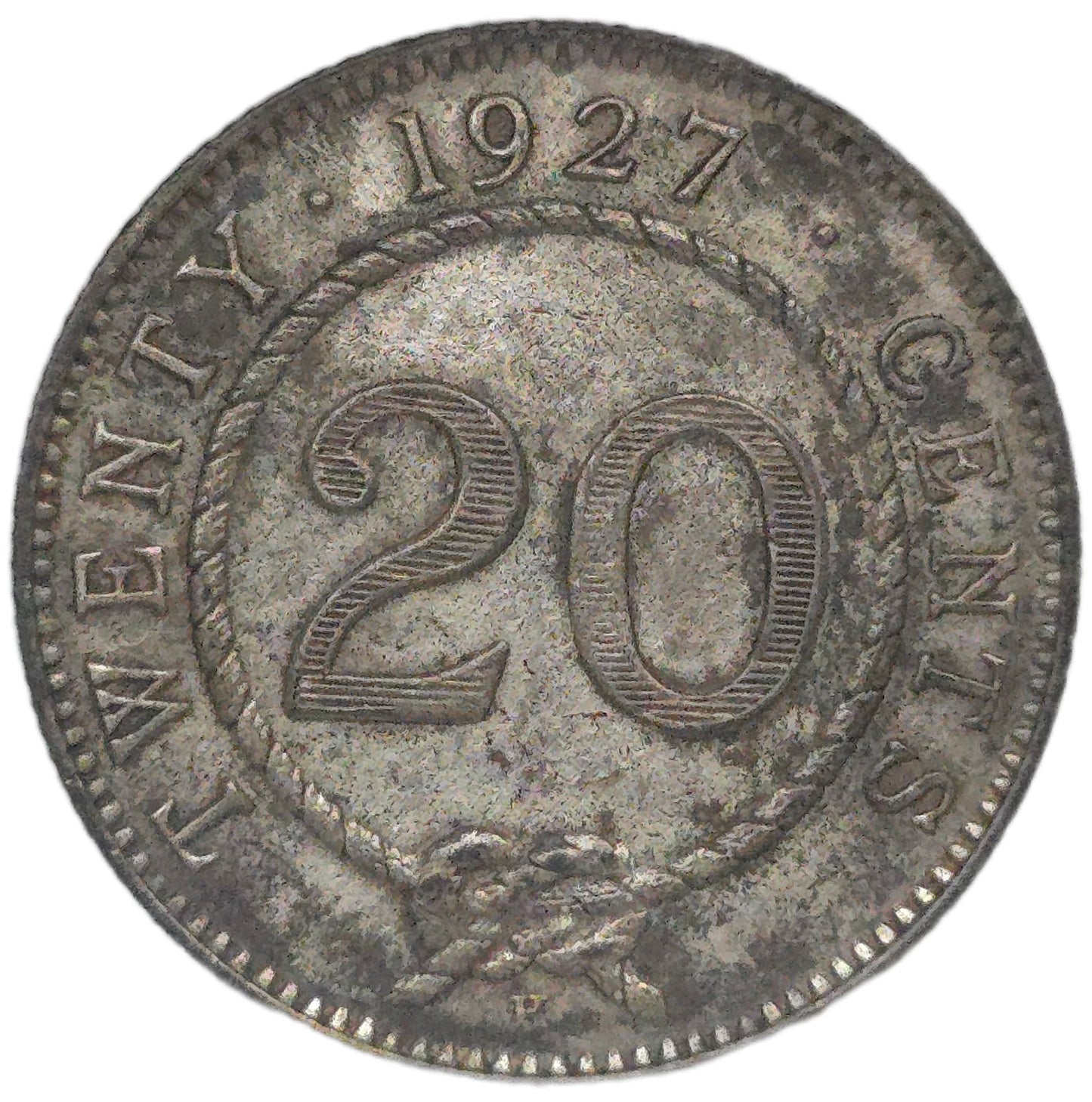1927 Sarawak/British Malaysia 20 Cents - Arts & Entertainment > Hobbies & Creative Arts > Collectibles > Collectible Coins & Currency > Collectible Coins > Rare Coins from The Half Crown