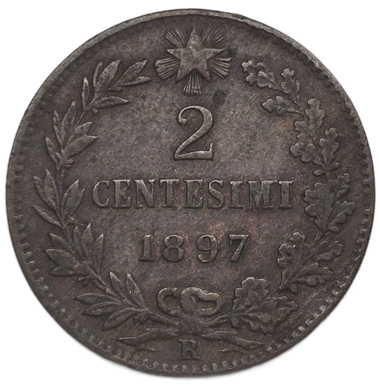 1897 Italy 2 Centesimi - Arts & Entertainment > Hobbies & Creative Arts > Collectibles > Collectible Coins & Currency > Collectible Coins > Rare Coins from The Half Crown