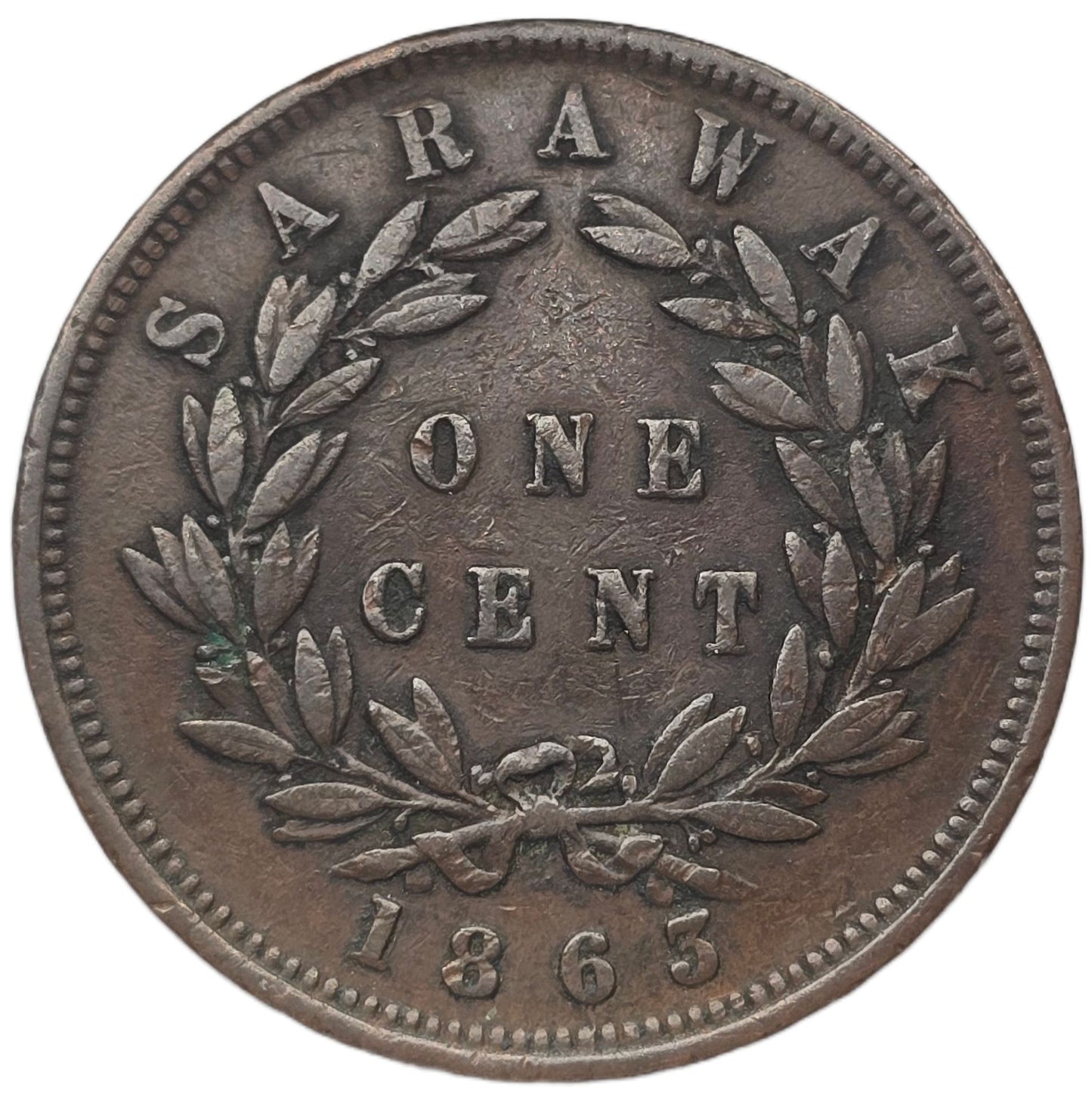1863 Sarawak/British Malaysia One Cent - Arts & Entertainment > Hobbies & Creative Arts > Collectibles > Collectible Coins & Currency > Collectible Coins > Rare Coins from The Half Crown