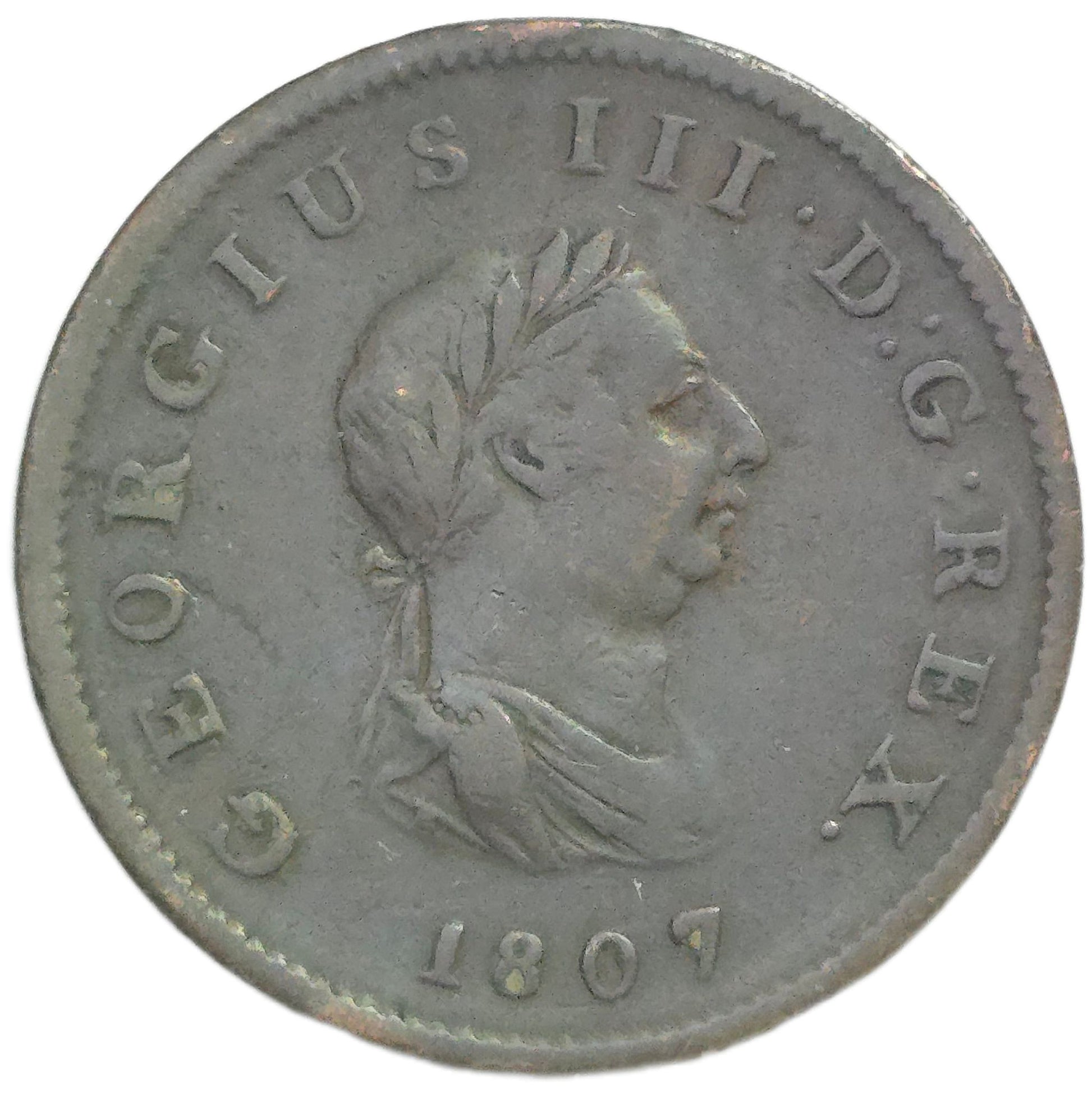 1807 United Kingdom Half Penny, George III - Arts & Entertainment > Hobbies & Creative Arts > Collectibles > Collectible Coins & Currency > Collectible Coins > Rare Coins from The Half Crown