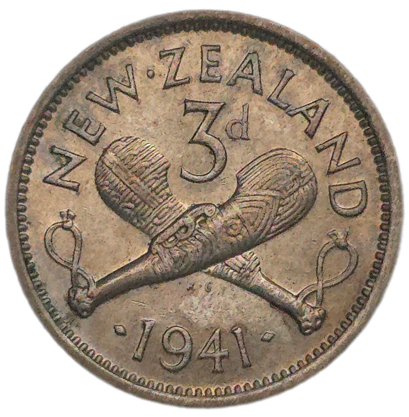 1941 New Zealand Threepence, VF - Arts & Entertainment > Hobbies & Creative Arts > Collectibles > Collectible Coins & Currency > Collectible Coins > Rare Coins from The Half Crown
