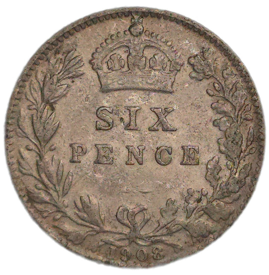 1908 United Kingdom Sixpence - Arts & Entertainment > Hobbies & Creative Arts > Collectibles > Collectible Coins & Currency > Collectible Coins > Rare Coins from The Half Crown