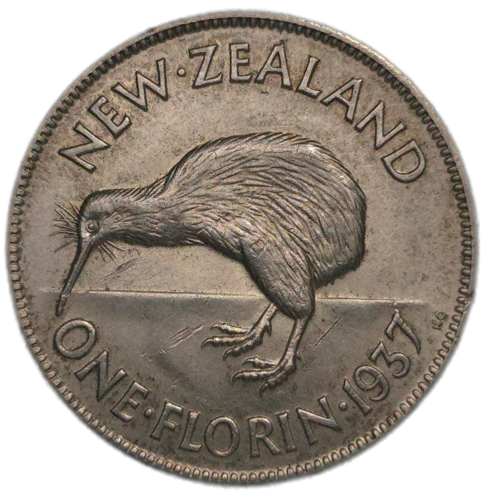 1937 New Zealand Florin, gVF - Arts & Entertainment > Hobbies & Creative Arts > Collectibles > Collectible Coins & Currency > Collectible Coins > Rare Coins from The Half Crown
