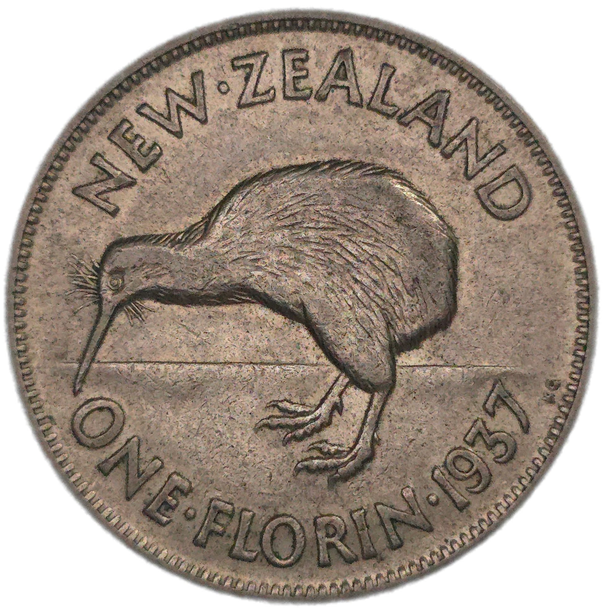 1937 New Zealand Florin, VF - Arts & Entertainment > Hobbies & Creative Arts > Collectibles > Collectible Coins & Currency > Collectible Coins > Rare Coins from The Half Crown