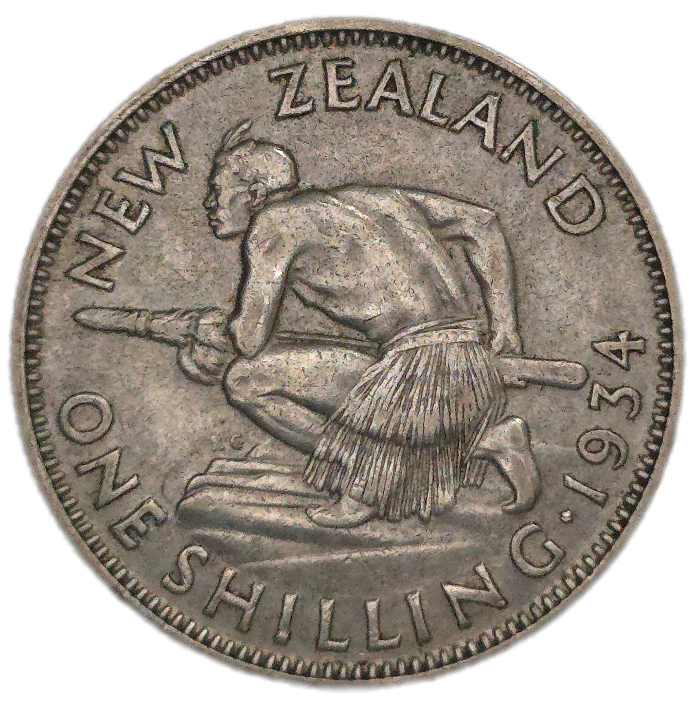 1934 New Zealand Shilling, VF - Arts & Entertainment > Hobbies & Creative Arts > Collectibles > Collectible Coins & Currency > Collectible Coins > Rare Coins from The Half Crown