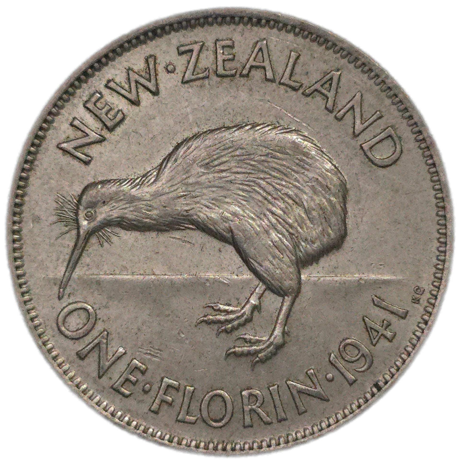 1941 New Zealand Florin, VF - Arts & Entertainment > Hobbies & Creative Arts > Collectibles > Collectible Coins & Currency > Collectible Coins > Rare Coins from The Half Crown