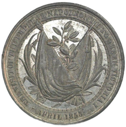 1855 Napoleon III & Queen Victoria Medal - Arts & Entertainment > Hobbies & Creative Arts > Collectibles > Collectible Coins & Currency > Collectible Coins > Rare Coins from The Half Crown