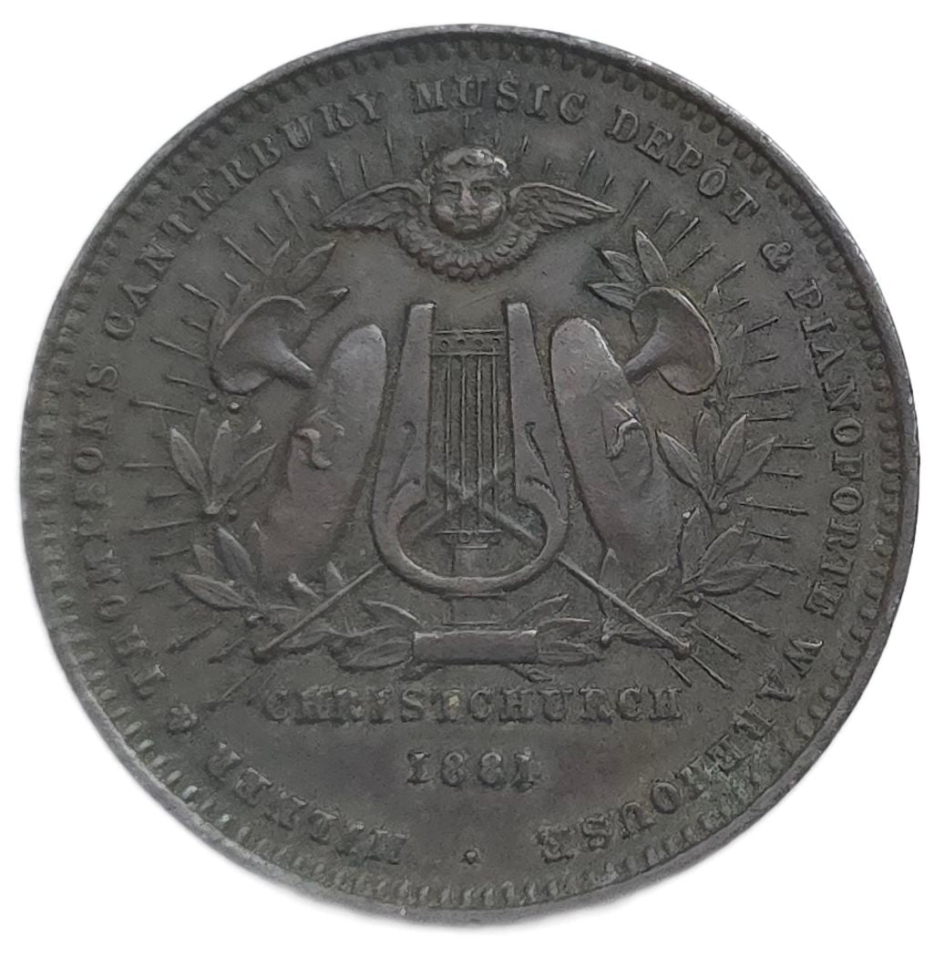 1881 New Zealand Trade Token Milner & Thompson - Arts & Entertainment > Hobbies & Creative Arts > Collectibles > Collectible Coins & Currency > Collectible Coins > Rare Coins from The Half Crown