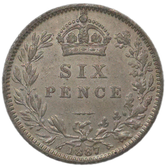 1887 United Kingdom Sixpence, EF - Arts & Entertainment > Hobbies & Creative Arts > Collectibles > Collectible Coins & Currency > Collectible Coins > Rare Coins from The Half Crown