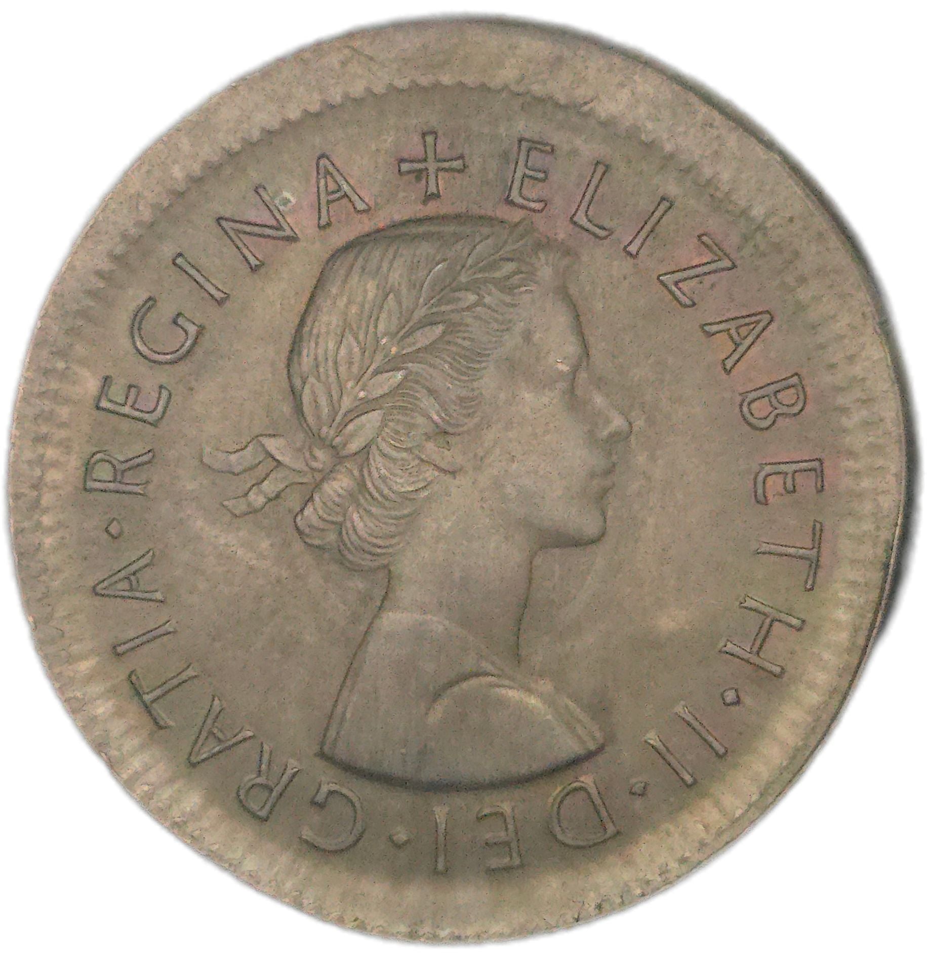 1964 United Kingdom Two Shillings, Broadstrike error - Arts & Entertainment > Hobbies & Creative Arts > Collectibles > Collectible Coins & Currency > Collectible Coins > Rare Coins from The Half Crown