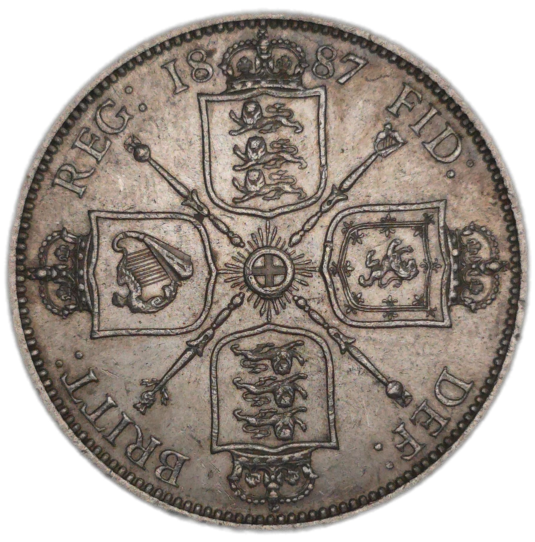 1887 United Kingdom Florin, Queen Victoria - Arts & Entertainment > Hobbies & Creative Arts > Collectibles > Collectible Coins & Currency > Collectible Coins > Rare Coins from The Half Crown