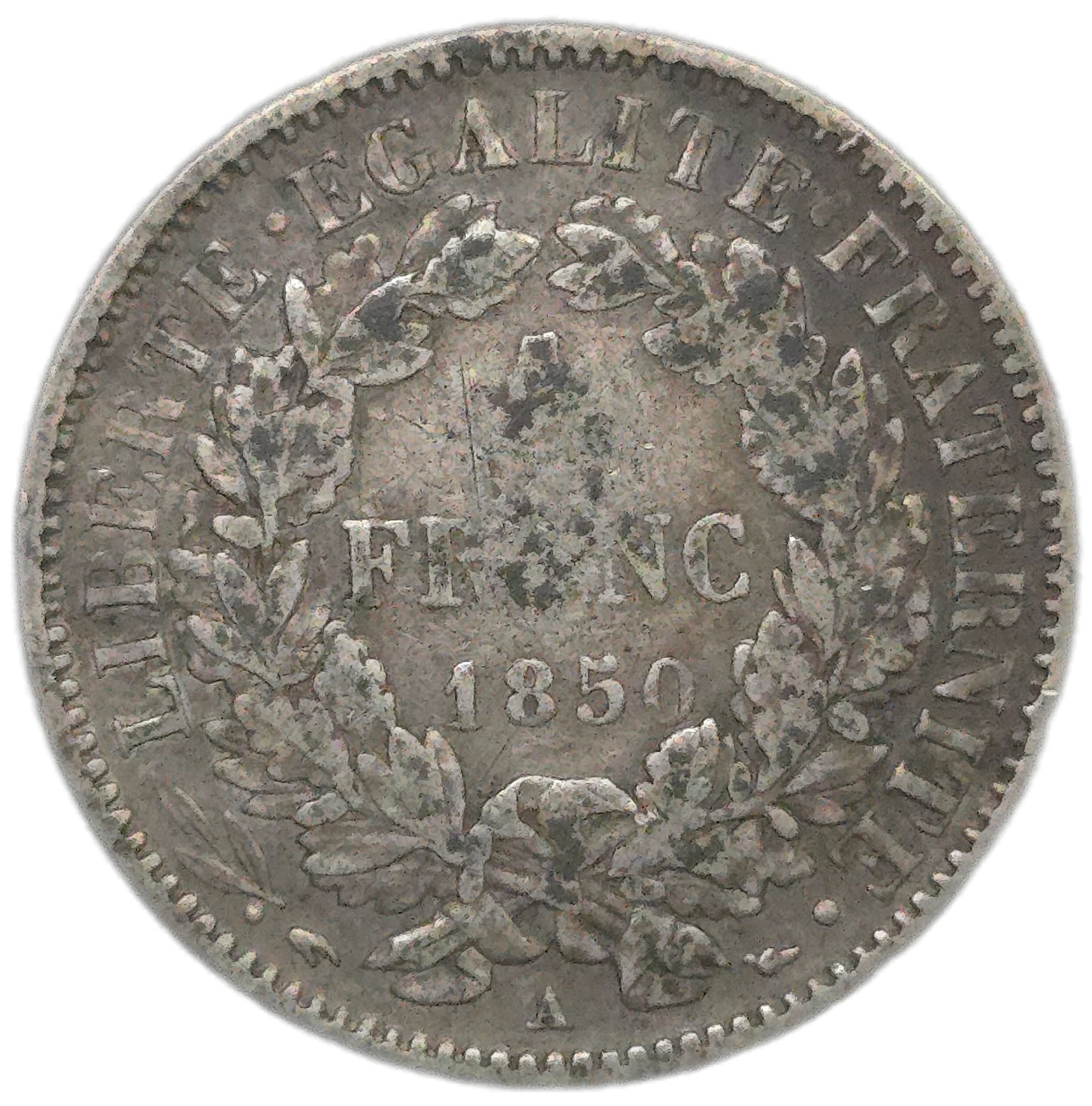 1850 France 1 Franc - Arts & Entertainment > Hobbies & Creative Arts > Collectibles > Collectible Coins & Currency > Collectible Coins > Rare Coins from The Half Crown
