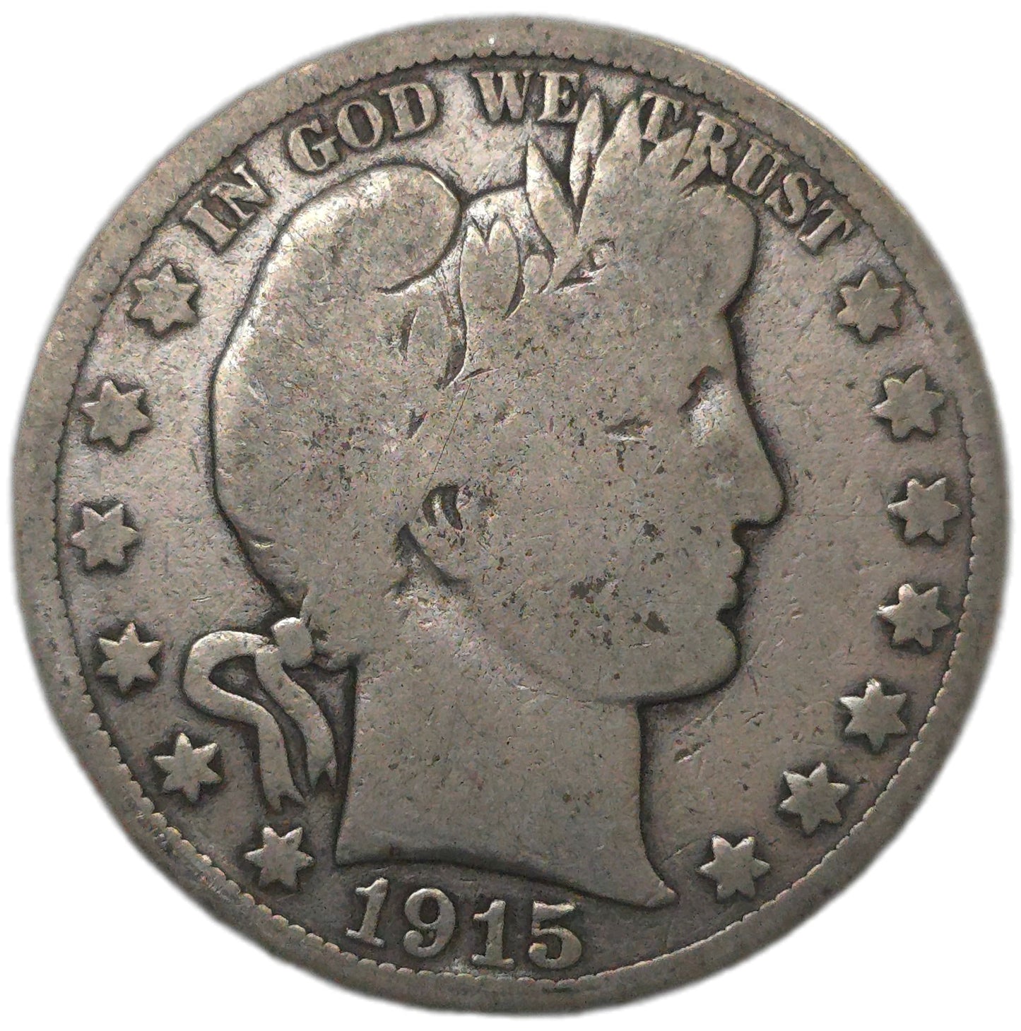 1915-S United States Barber Half Dollar, 90% Silver