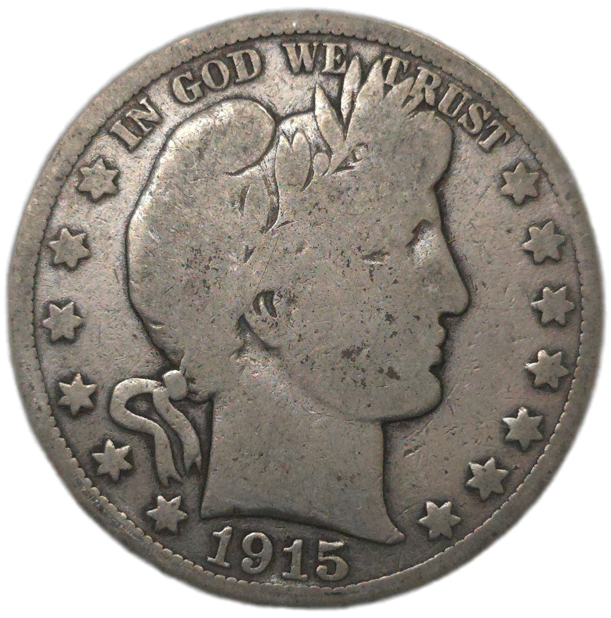 1915-S United States Barber Half Dollar, 90% Silver - Arts & Entertainment > Hobbies & Creative Arts > Collectibles > Collectible Coins & Currency > Collectible Coins > Rare Coins from The Half Crown