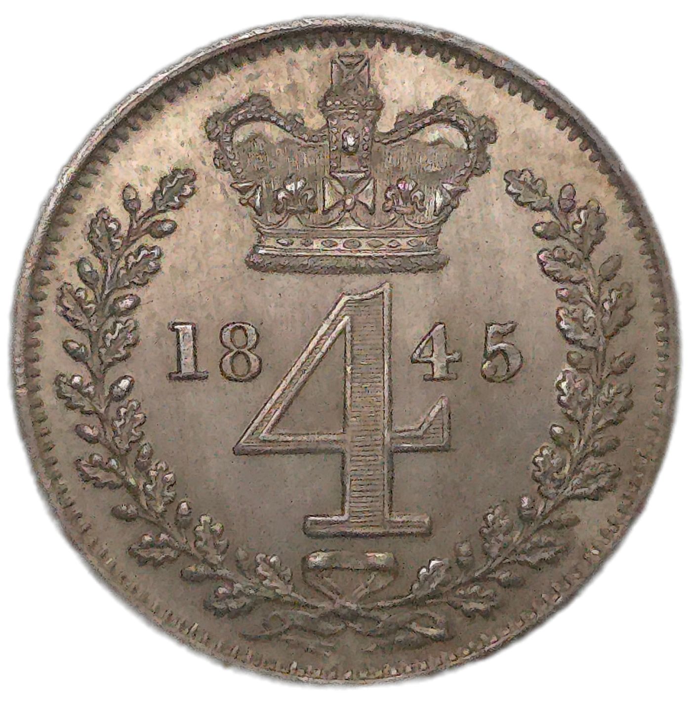1845 United Kingdom Fourpence, Maundy issue - Arts & Entertainment > Hobbies & Creative Arts > Collectibles > Collectible Coins & Currency > Collectible Coins > Rare Coins from The Half Crown