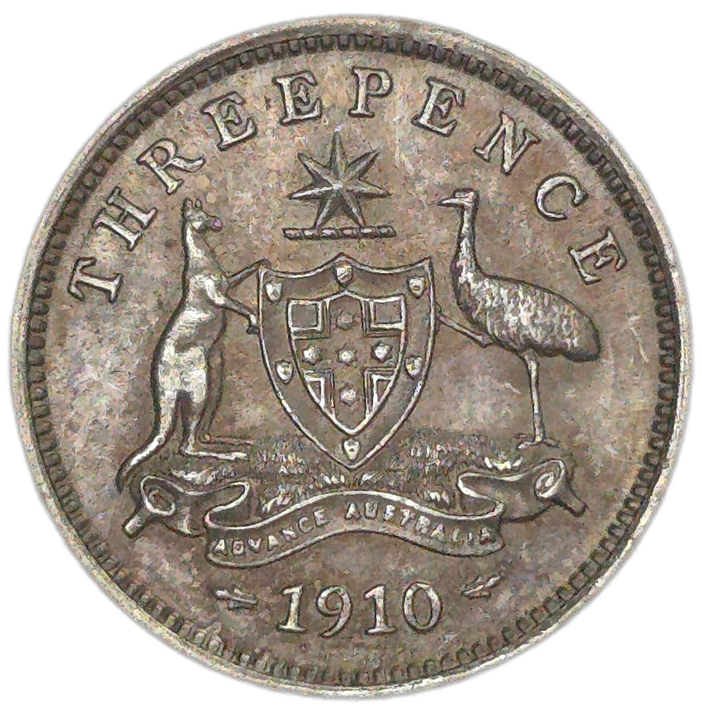 1910 Australia Threepence, EF - Arts & Entertainment > Hobbies & Creative Arts > Collectibles > Collectible Coins & Currency > Collectible Coins > Rare Coins from The Half Crown