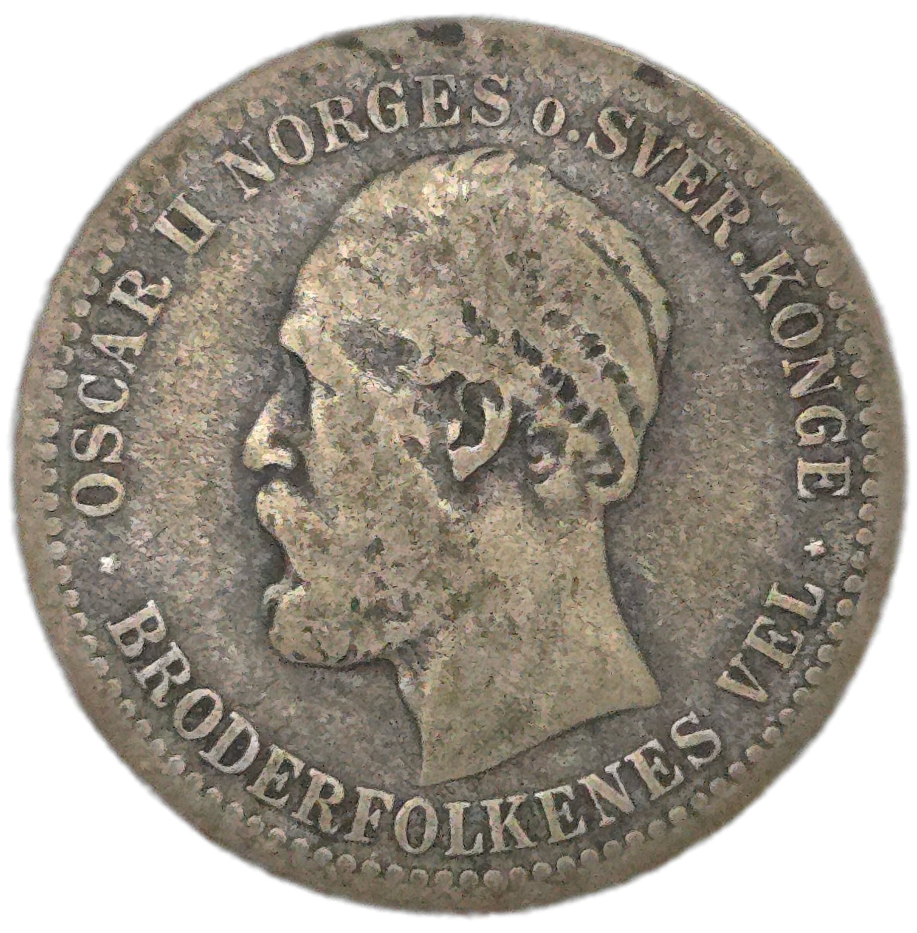 1887 Norway 50 Øre - Arts & Entertainment > Hobbies & Creative Arts > Collectibles > Collectible Coins & Currency > Collectible Coins > Rare Coins from The Half Crown