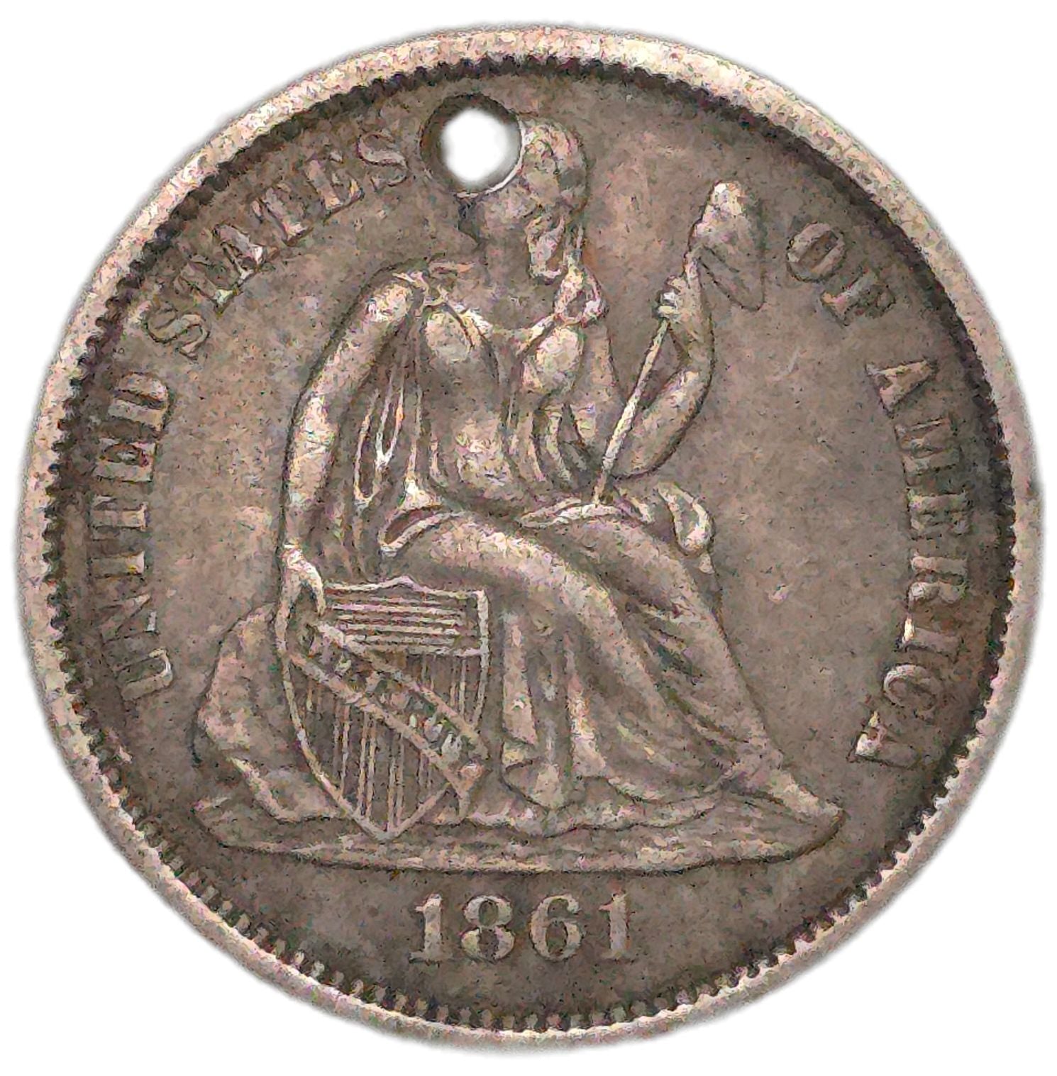 1861 United States Seated Liberty Dime - Arts & Entertainment > Hobbies & Creative Arts > Collectibles > Collectible Coins & Currency > Collectible Coins > Rare Coins from The Half Crown