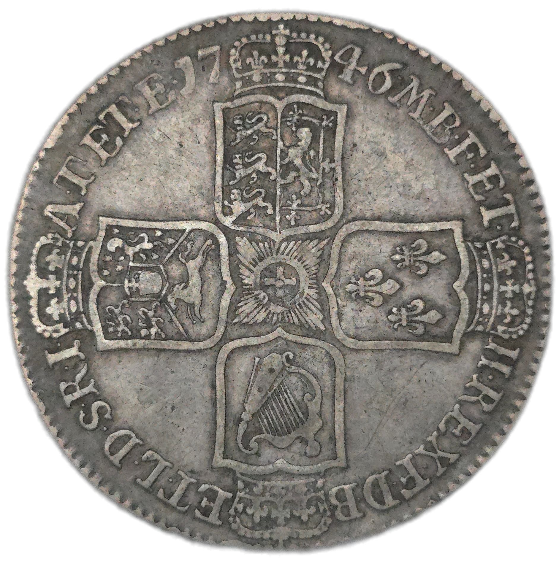 1746 United Kingdom Half Crown, Lima, George II - Arts & Entertainment > Hobbies & Creative Arts > Collectibles > Collectible Coins & Currency > Collectible Coins > Rare Coins from The Half Crown