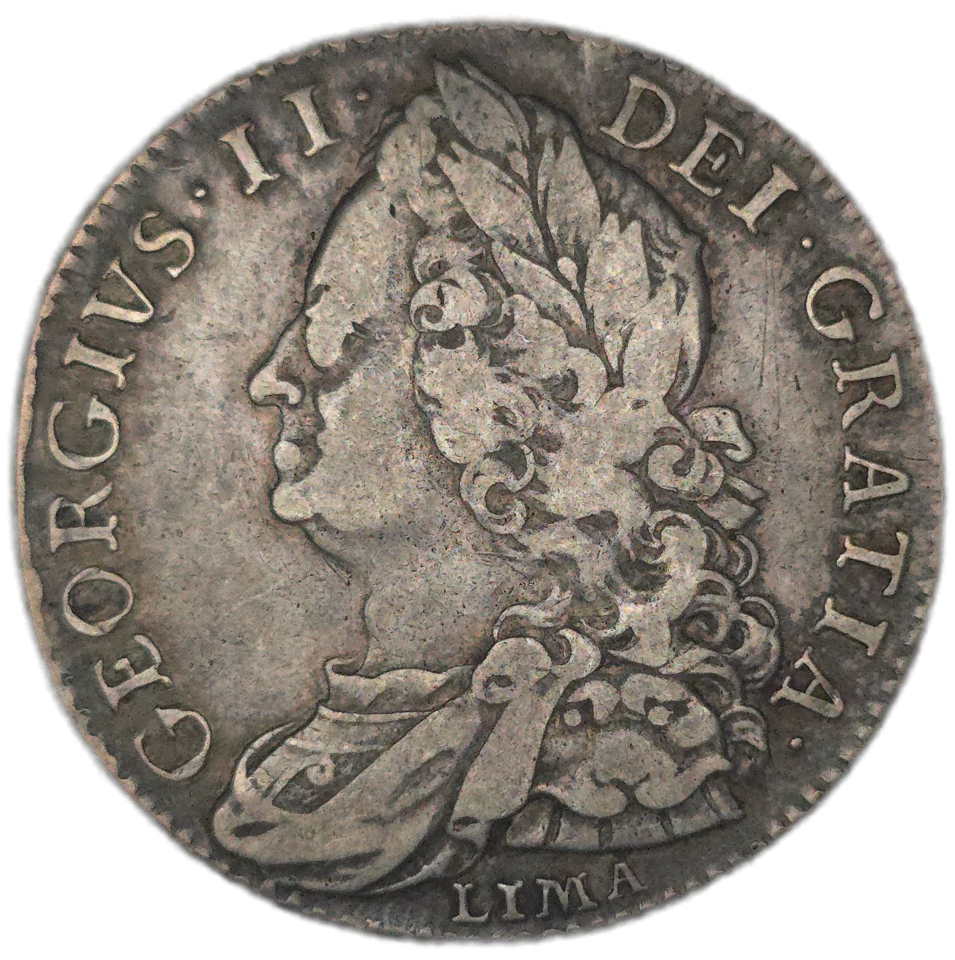 1746 United Kingdom Half Crown, Lima, George II - Arts & Entertainment > Hobbies & Creative Arts > Collectibles > Collectible Coins & Currency > Collectible Coins > Rare Coins from The Half Crown