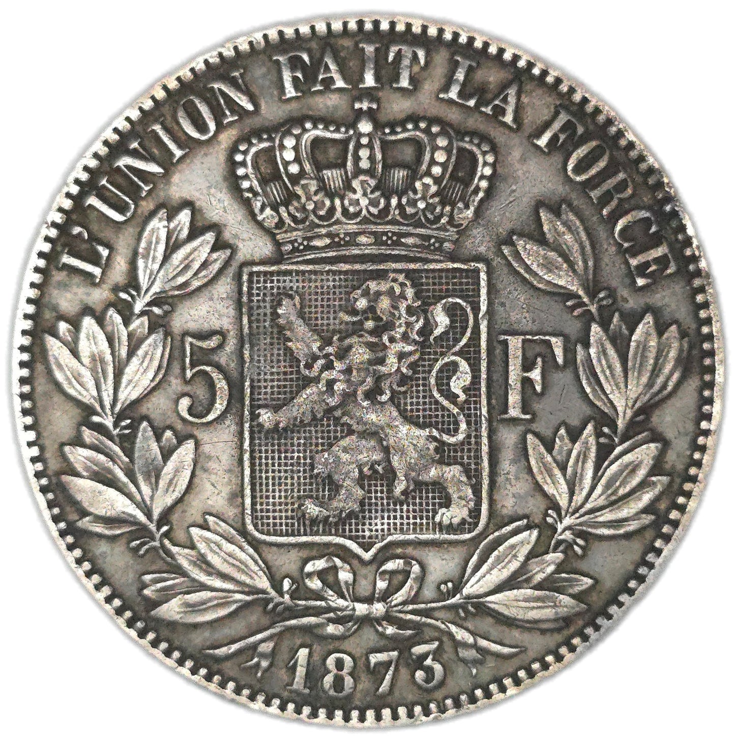 1873 Belguim 5 Francs - Arts & Entertainment > Hobbies & Creative Arts > Collectibles > Collectible Coins & Currency > Collectible Coins > Rare Coins from The Half Crown