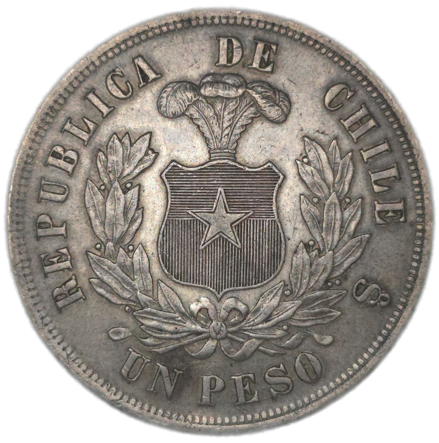 1882 Chile 1 Peso - Arts & Entertainment > Hobbies & Creative Arts > Collectibles > Collectible Coins & Currency > Collectible Coins > Rare Coins from The Half Crown