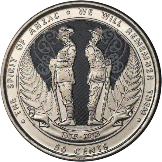 2015 New Zealand 50 Cents, Spirit of ANZAC - Arts & Entertainment > Hobbies & Creative Arts > Collectibles > Collectible Coins & Currency > Collectible Coins > Commemorative Coins from The Half Crown