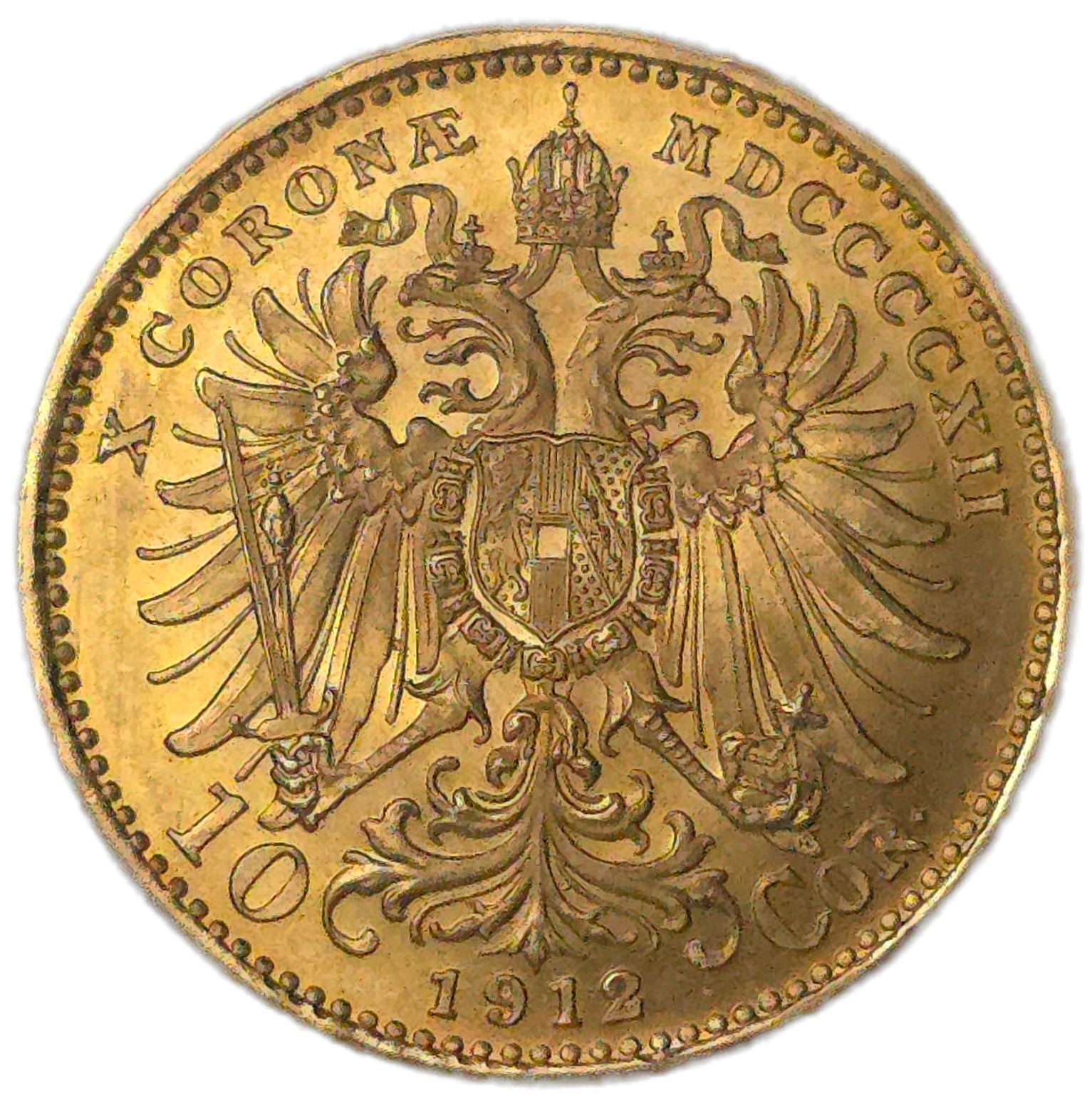 1912 Austrian Empire 10 Corona Restrike - Arts & Entertainment > Hobbies & Creative Arts > Collectibles > Collectible Coins & Currency > Collectible Coins > Rare Coins from The Half Crown