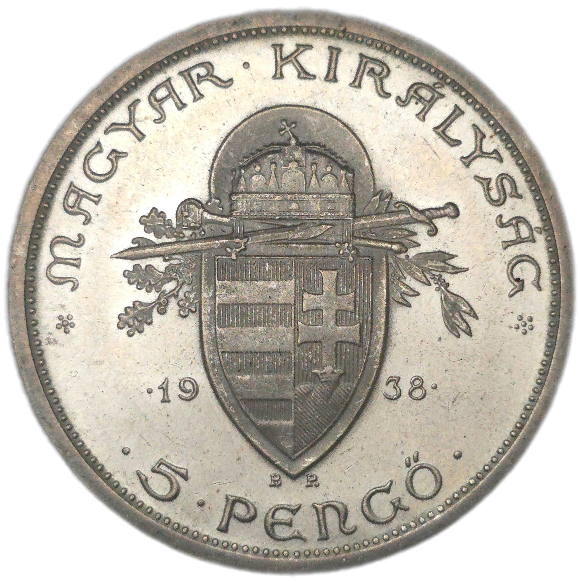 1938 Hungary 5 Pengo - Arts & Entertainment > Hobbies & Creative Arts > Collectibles > Collectible Coins & Currency > Collectible Coins > Rare Coins from The Half Crown