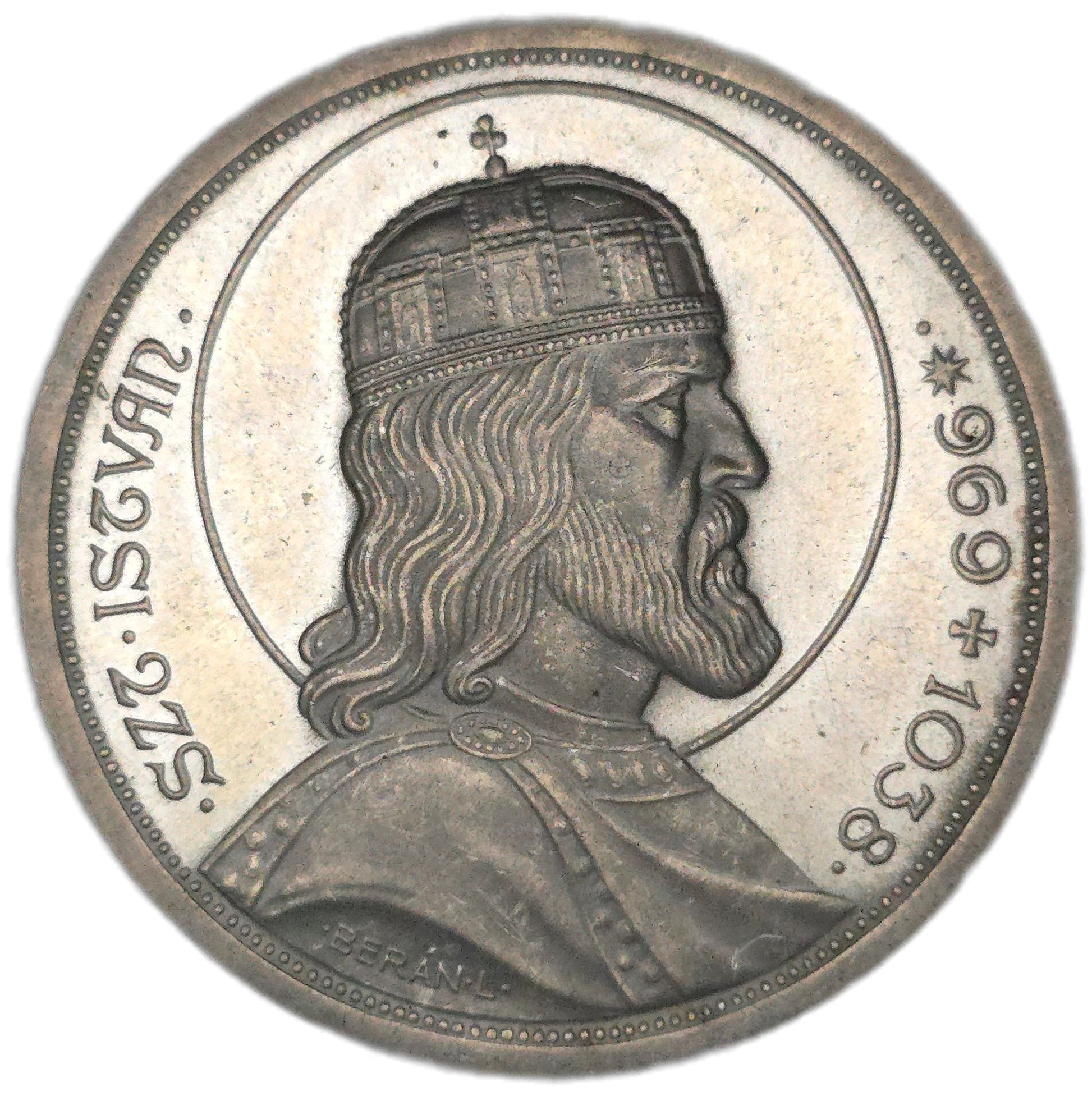 1938 Hungary 5 Pengo - Arts & Entertainment > Hobbies & Creative Arts > Collectibles > Collectible Coins & Currency > Collectible Coins > Rare Coins from The Half Crown