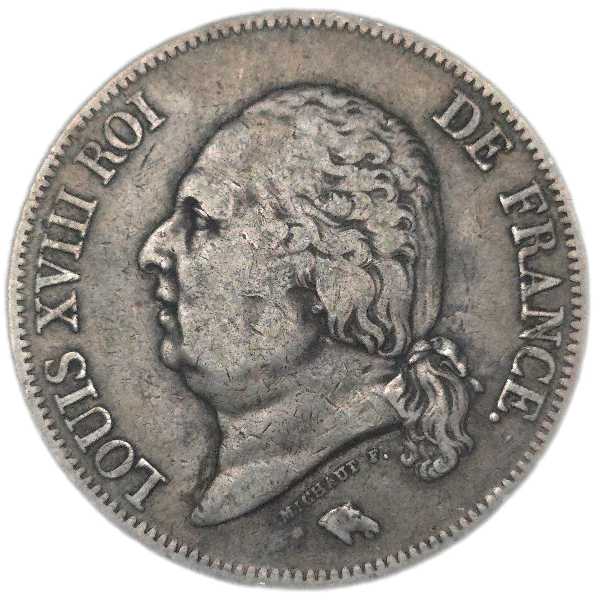 1824 France 5 Francs, Louis XVIII - Arts & Entertainment > Hobbies & Creative Arts > Collectibles > Collectible Coins & Currency > Collectible Coins > Rare Coins from The Half Crown