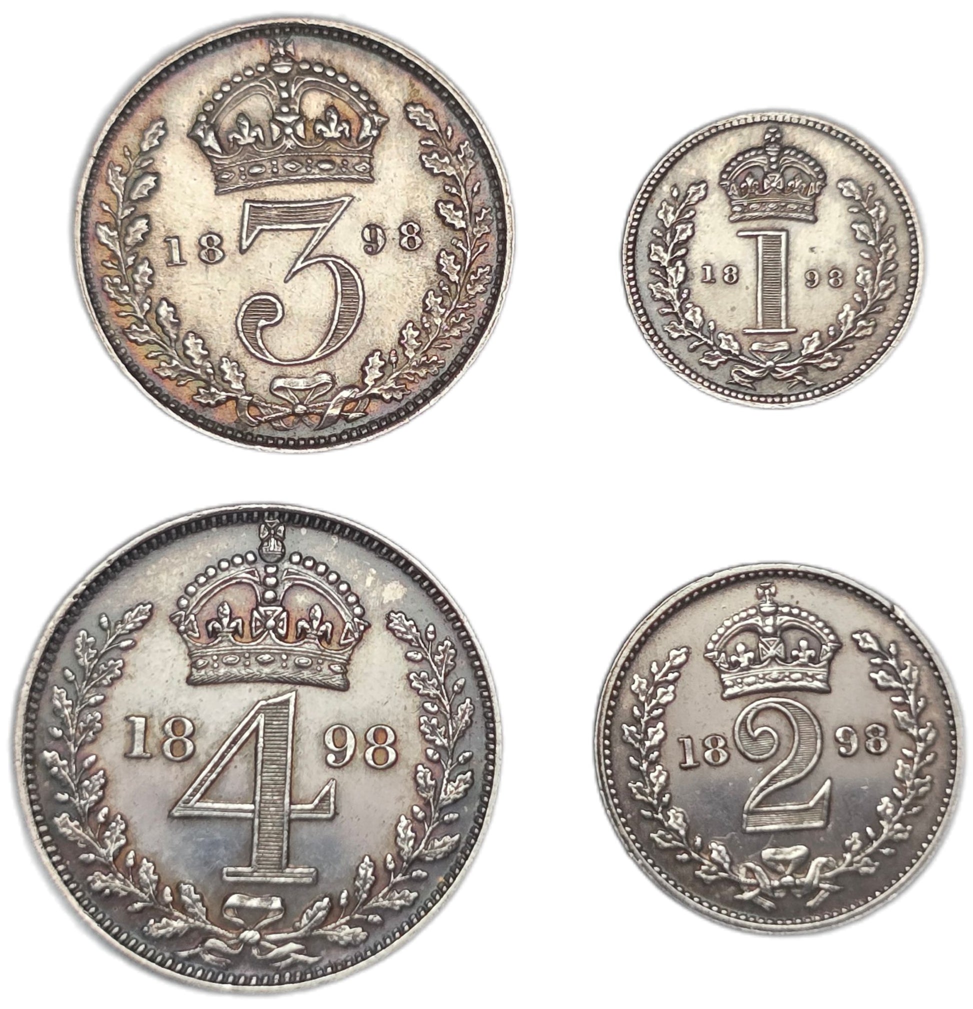 1898 United Kingdom Maundy Set, Queen Victoria - Arts & Entertainment > Hobbies & Creative Arts > Collectibles > Collectible Coins & Currency > Collectible Coins > Rare Coins from The Half Crown