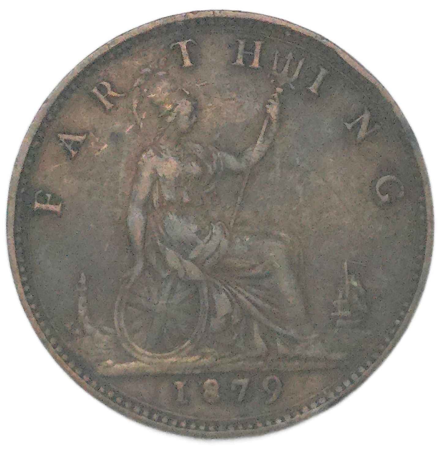 1879 United Kingdom Farthing, Large 9 - Arts & Entertainment > Hobbies & Creative Arts > Collectibles > Collectible Coins & Currency > Collectible Coins > Rare Coins from The Half Crown