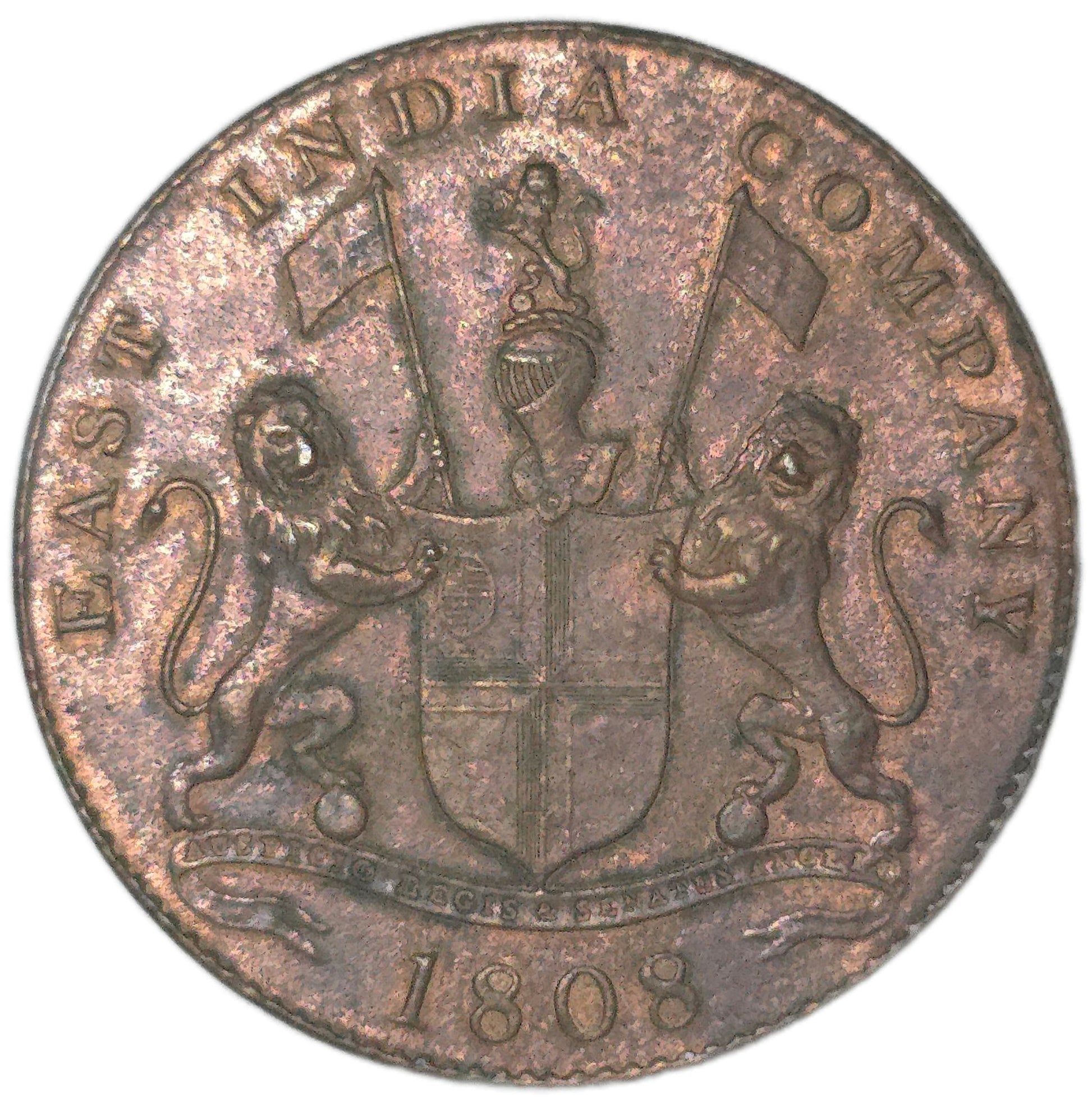 1808 British India 20 Cash, East India Company - Arts & Entertainment > Hobbies & Creative Arts > Collectibles > Collectible Coins & Currency > Collectible Coins > Rare Coins from The Half Crown