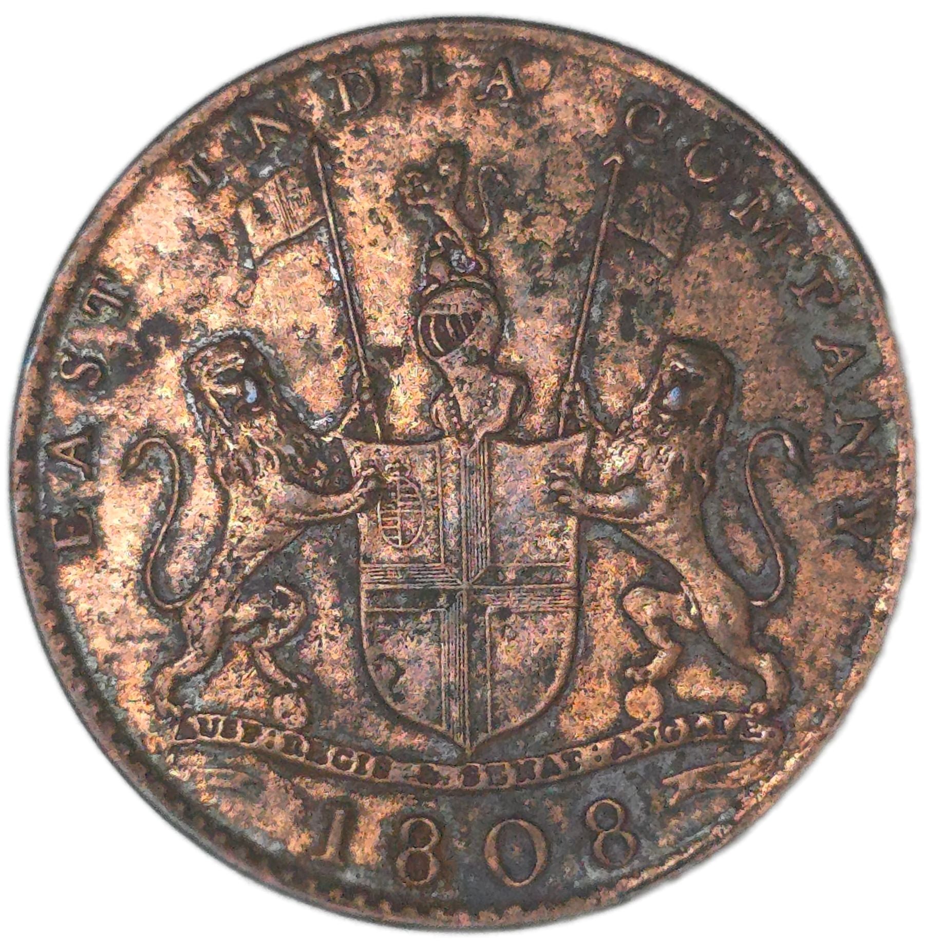 1808 British India 10 Cash, East India Company - Arts & Entertainment > Hobbies & Creative Arts > Collectibles > Collectible Coins & Currency > Collectible Coins > Rare Coins from The Half Crown