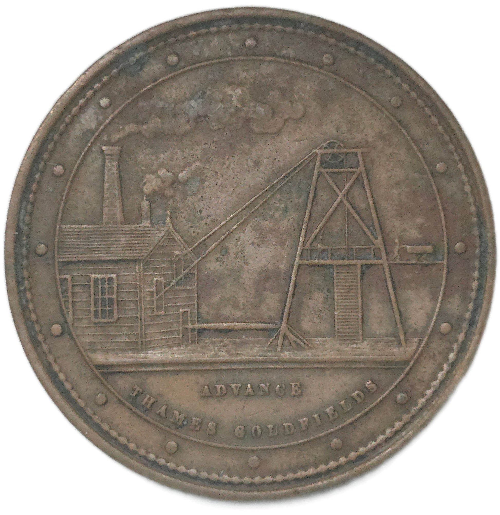 1874 New Zealand Trade Token McCaul, George - Arts & Entertainment > Hobbies & Creative Arts > Collectibles > Collectible Coins & Currency > Collectible Coins > Rare Coins from The Half Crown