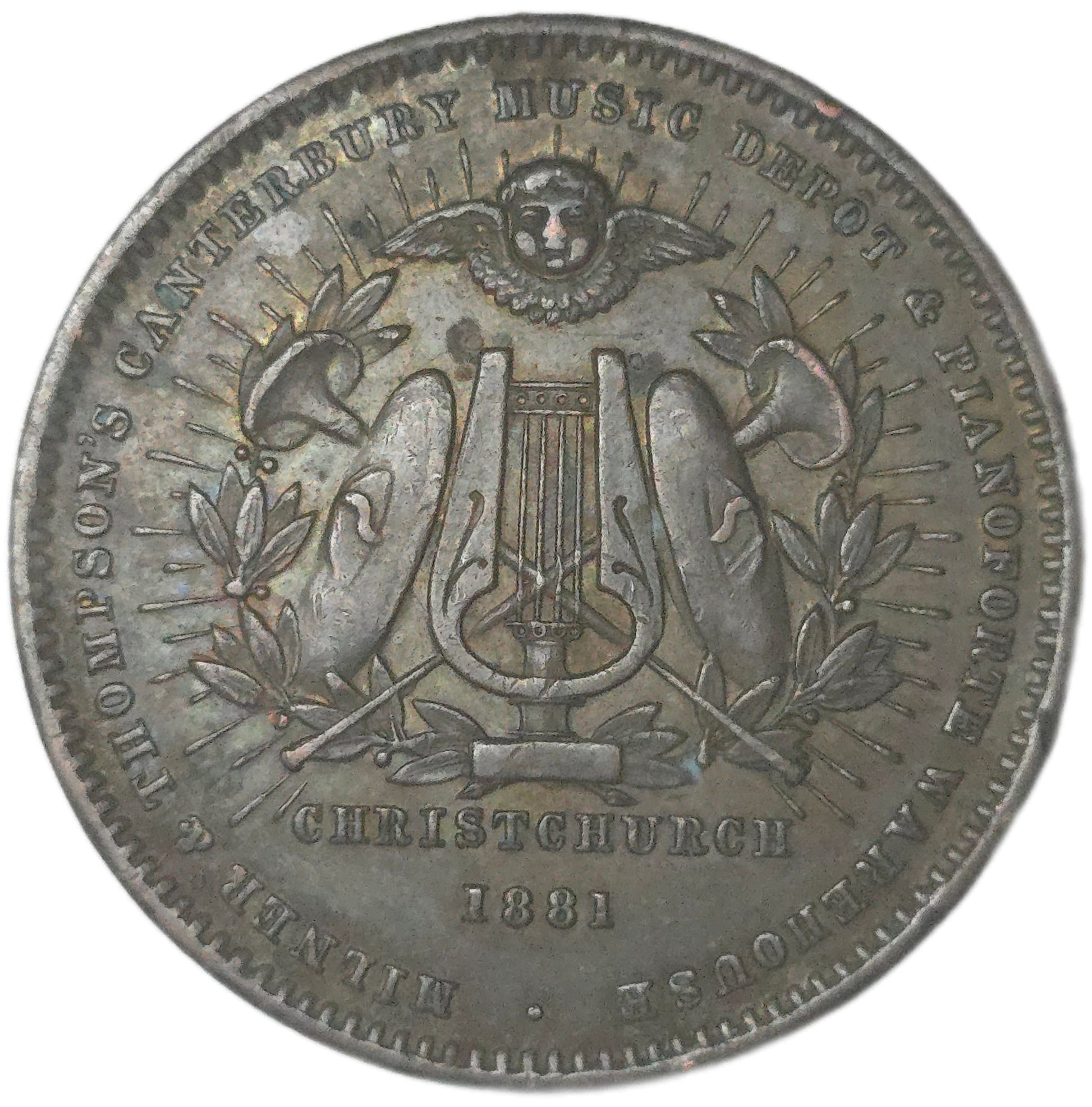 1881 New Zealand Trade Token Milner & Thompson - Arts & Entertainment > Hobbies & Creative Arts > Collectibles > Collectible Coins & Currency > Collectible Coins > Rare Coins from The Half Crown