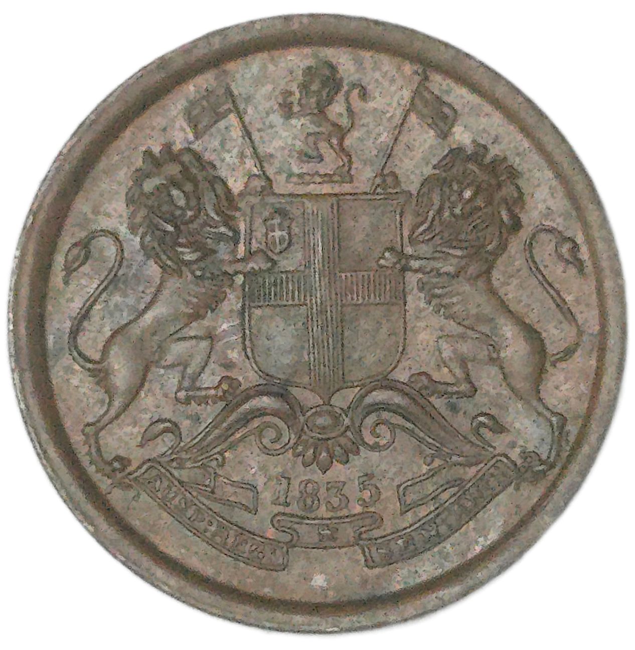 1835 British India 1/12 Anna, East India Company - Arts & Entertainment > Hobbies & Creative Arts > Collectibles > Collectible Coins & Currency > Collectible Coins > Rare Coins from The Half Crown