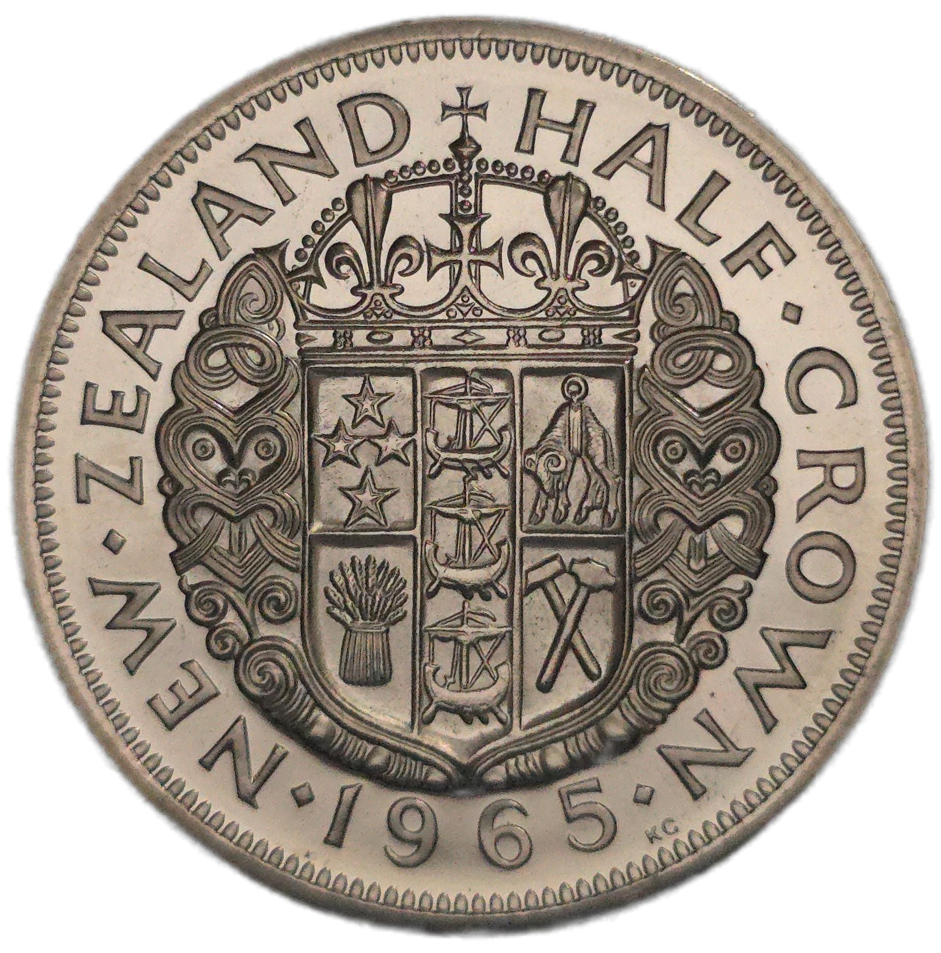 1965 New Zealand Half Crown, Proof - Arts & Entertainment > Hobbies & Creative Arts > Collectibles > Collectible Coins & Currency > Collectible Coins > Rare Coins from The Half Crown