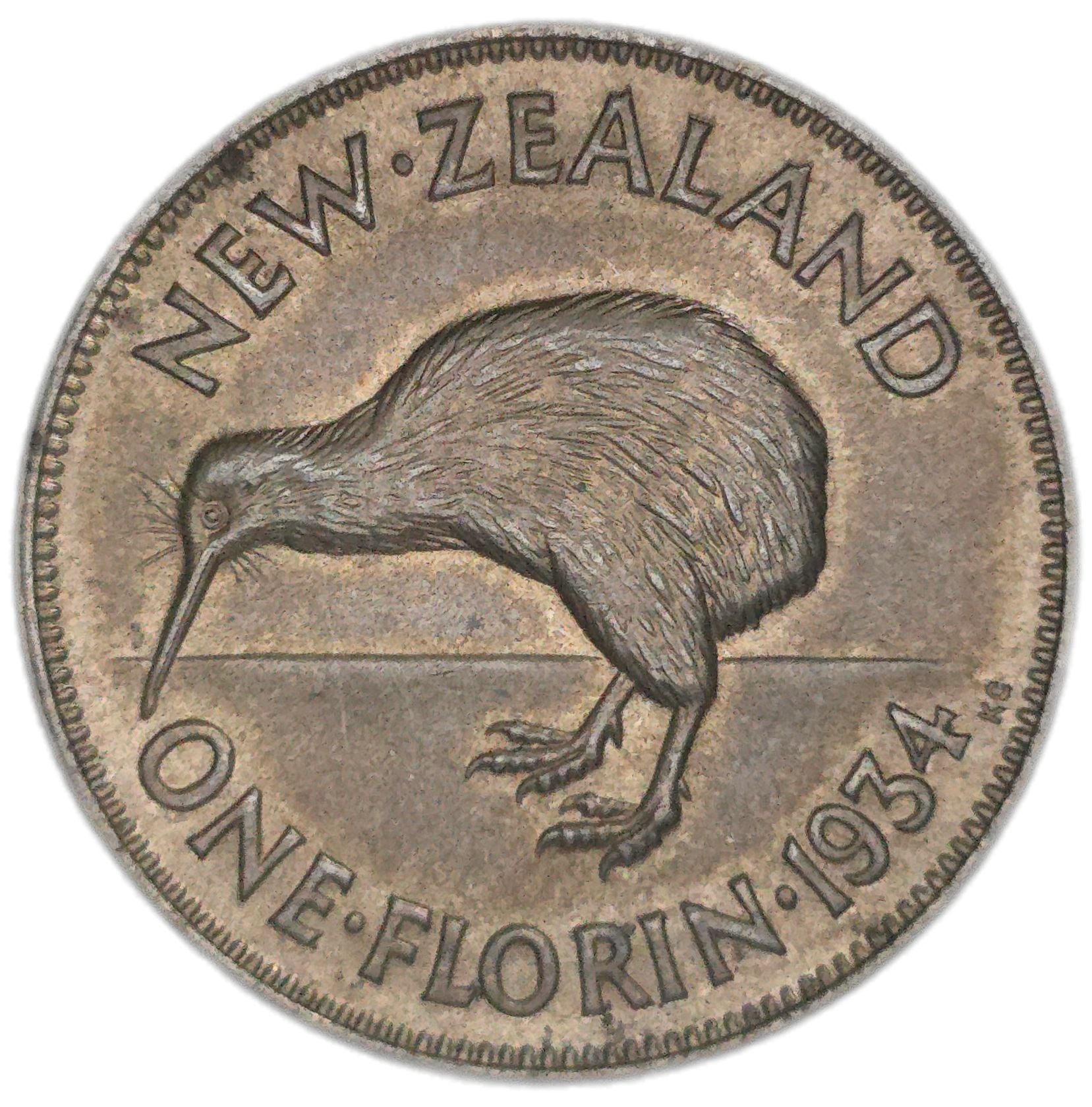 1934 New Zealand Florin, EF - Arts & Entertainment > Hobbies & Creative Arts > Collectibles > Collectible Coins & Currency > Collectible Coins > Rare Coins from The Half Crown
