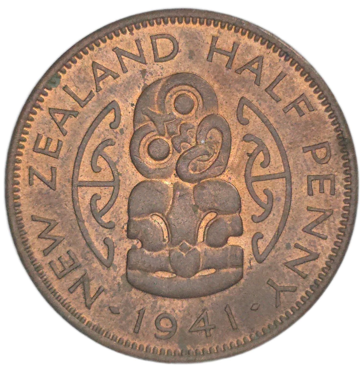1941 New Zealand Half Penny, gEF - Arts & Entertainment > Hobbies & Creative Arts > Collectibles > Collectible Coins & Currency > Collectible Coins > Rare Coins from The Half Crown