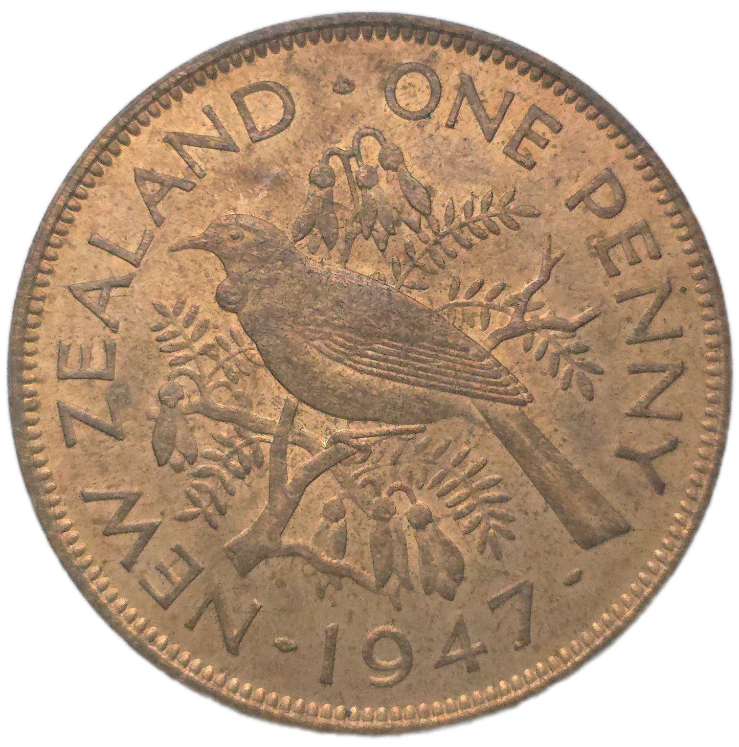 1947 New Zealand Penny, EF - Arts & Entertainment > Hobbies & Creative Arts > Collectibles > Collectible Coins & Currency > Collectible Coins > Rare Coins from The Half Crown