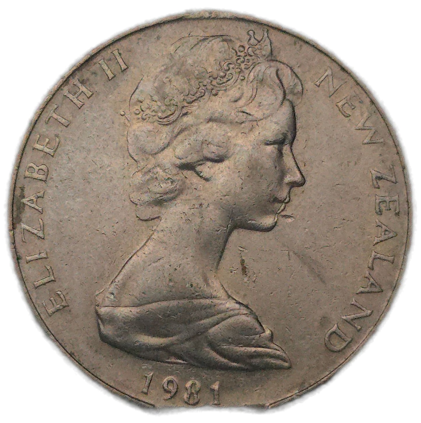 1981 New Zealand 10 Cents, clipped planchet
