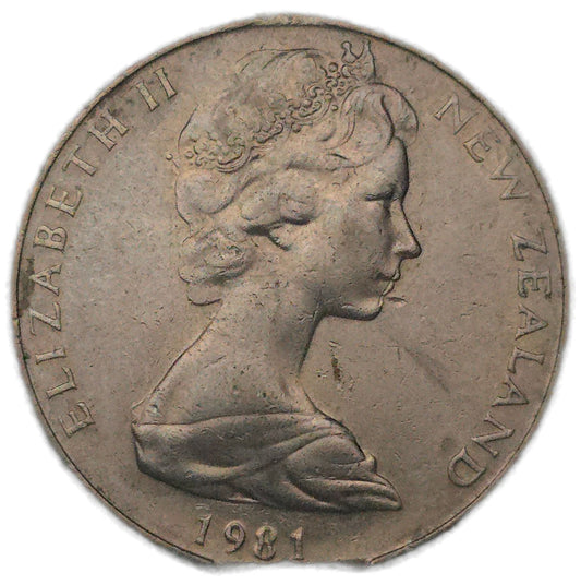 1981 New Zealand 10 Cents, clipped planchet - Arts & Entertainment > Hobbies & Creative Arts > Collectibles > Collectible Coins & Currency > Collectible Coins > Rare Coins from The Half Crown