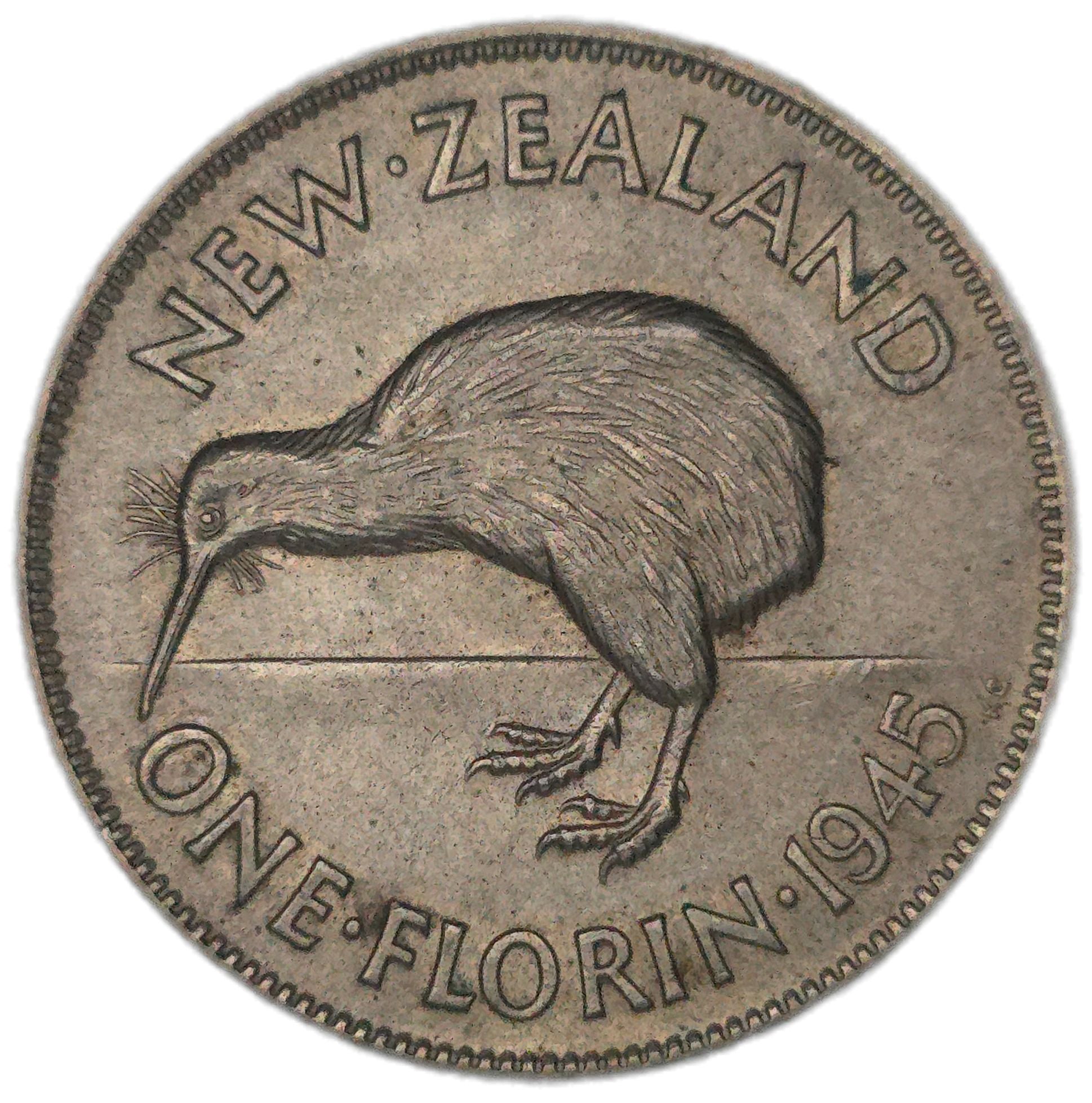 1945 New Zealand Florin, VF - Arts & Entertainment > Hobbies & Creative Arts > Collectibles > Collectible Coins & Currency > Collectible Coins > Rare Coins from The Half Crown